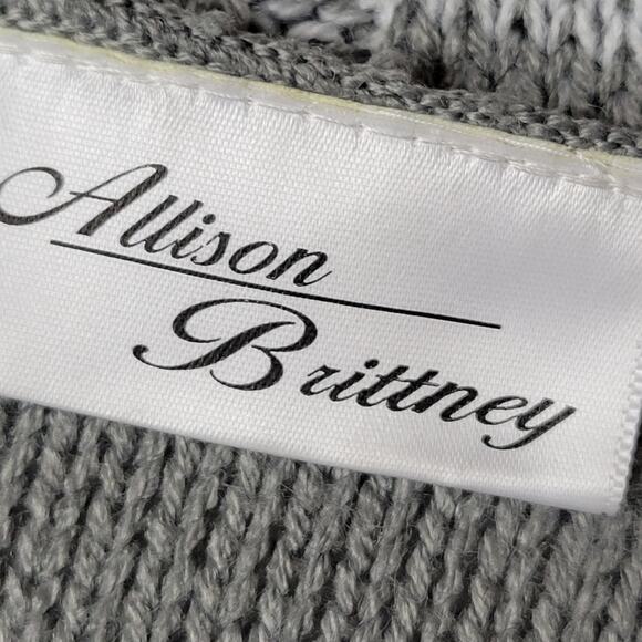 Allison Brittney Gray Slate Sweater Preppy Split Cowl Long Sleeves NEW Women S - Picture 3 of 10